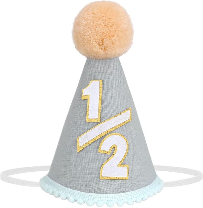 Solidchoice - Feestelijke Halfjarig Verjaardag Hoed met Pompoms