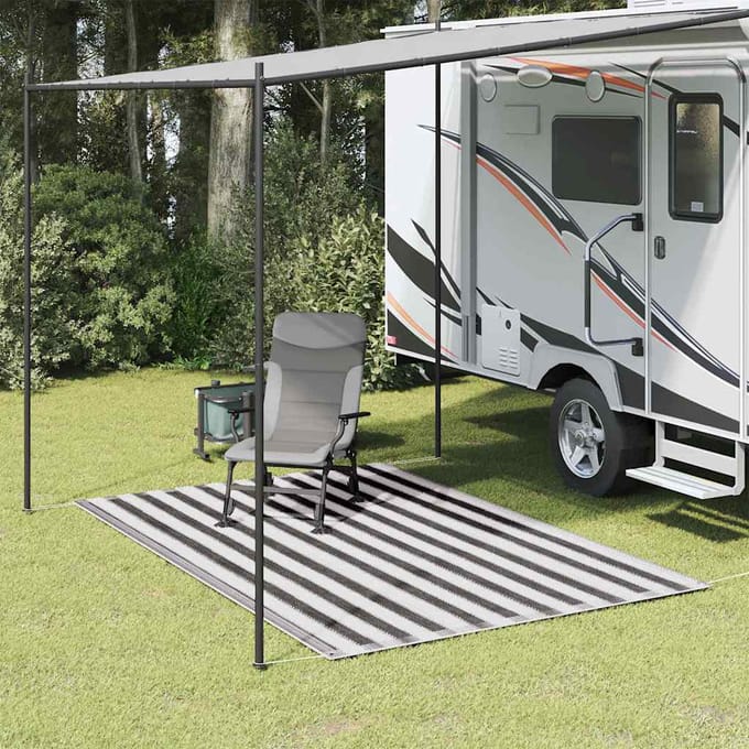 vidaXL - Tenttapijt - 200x300 - cm - antracietkleurig - en - wit