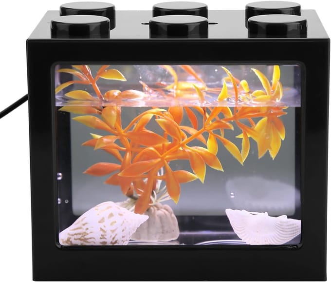 Mini Aquarium Starterkit - Stapelbare kubustank voor op het bureau met USB-LED-verlichting en accessoires