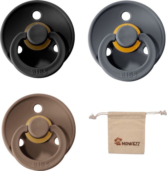 Bibs fopspeen 6-18 maand set 3 stuks Dark Oak,Balack en Iron maat 2