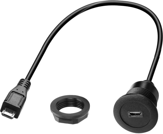 Dailygoods - Micro USB Schroefdraad Opladen Korte Kabel Adapter voor Auto Dashboard