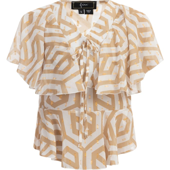 Faina Blouse Dames beige wit