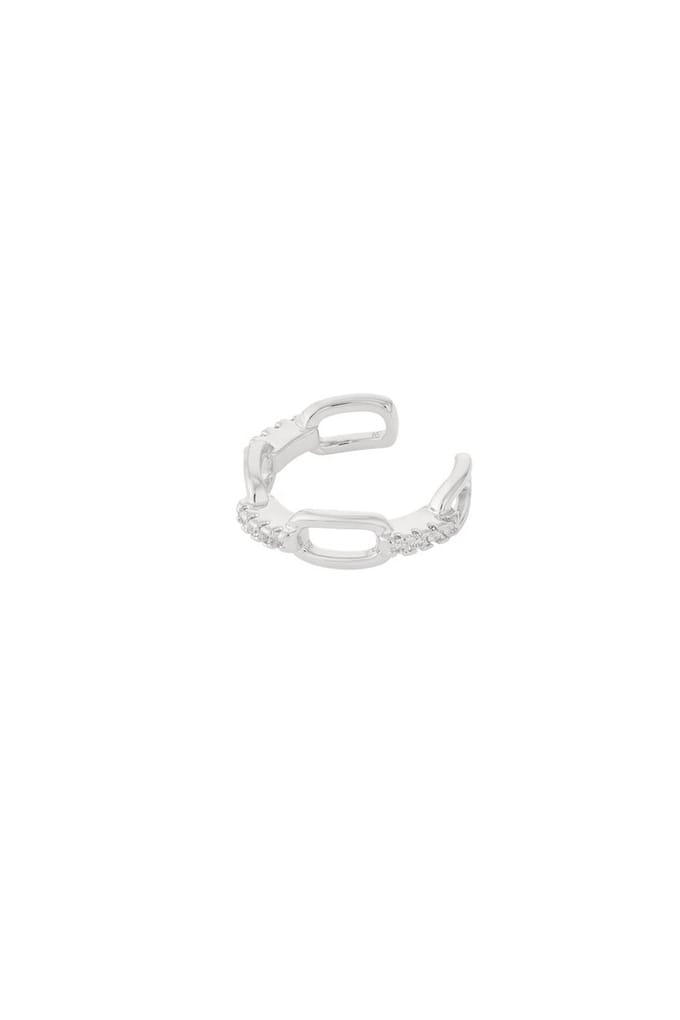 Bijoutheek Earcuff Schakel Ovaal Steentjes Zilver