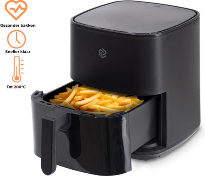 Airfryer 5.5L met Touchscreen – 1450W – 9 Programma’s – Timer & Eigen Instellingen – Heteluchtfriteuse 80ºC-200ºC – Zwart