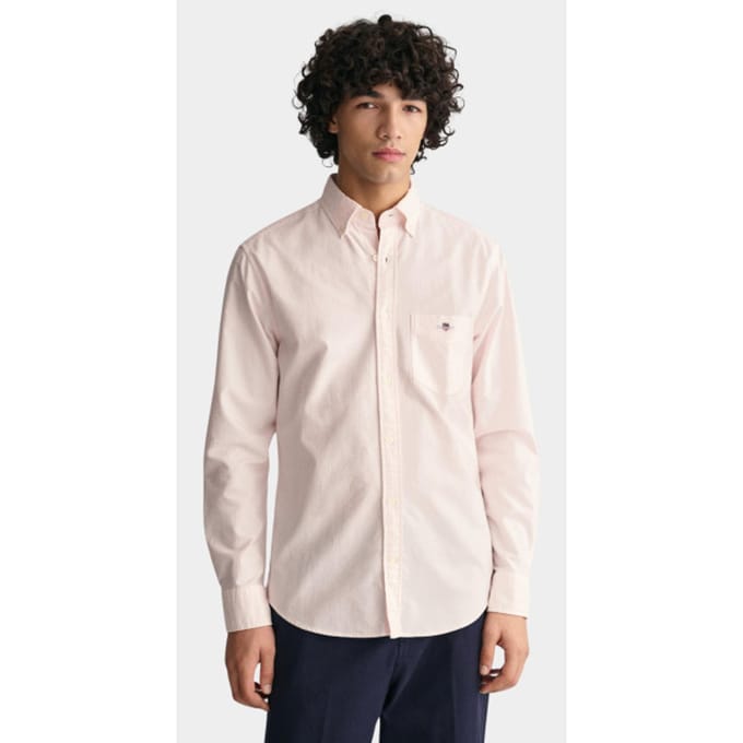 Gant Overhemd Oxford Banker Stripe Button Down Zacht Roze / male