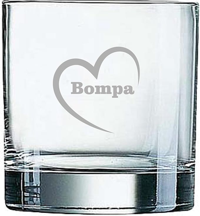 Whiskeyglas gegraveerd - 38cl - Bompa-hartje