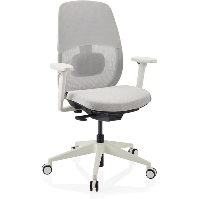 Ergonomische bureaustoel Skandis zonder hoofdsteun grijs / wit frame hjh OFFICE