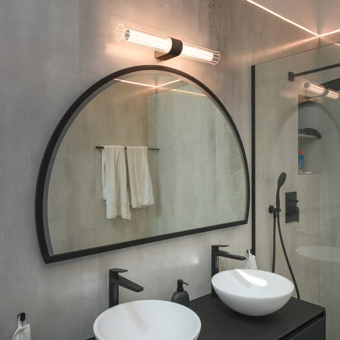 SLV LED badkamer wandlamp Lygant double, zwart, aluminium