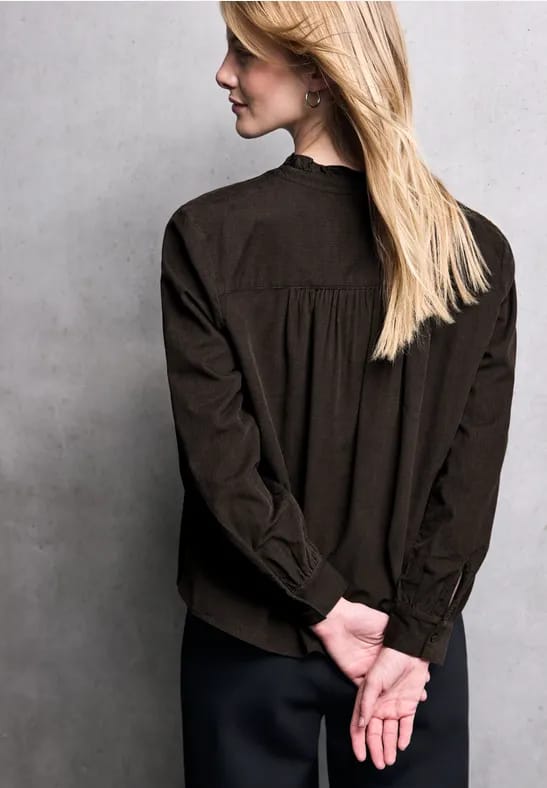 Corduroy blouse met ruches