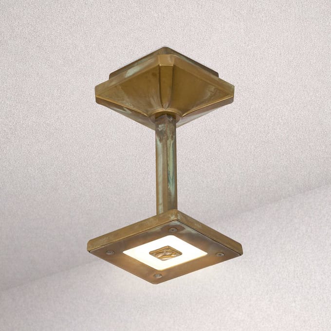 Moretti Luce LED buiten plafondlamp Aura Frame, hoogte 20 cm, antiek messing