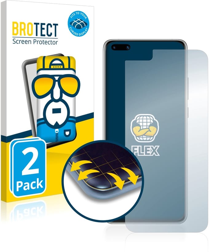 BROTECT - Screenprotector voor Huawei P40 Pro - Folie Beschermfolie transparant volledig dekking - 2 Stuks