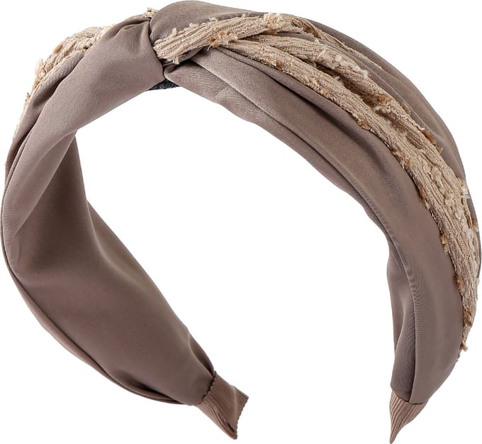 Emilie collection - haarband - taupe - diadeem groot - tweed - satijn