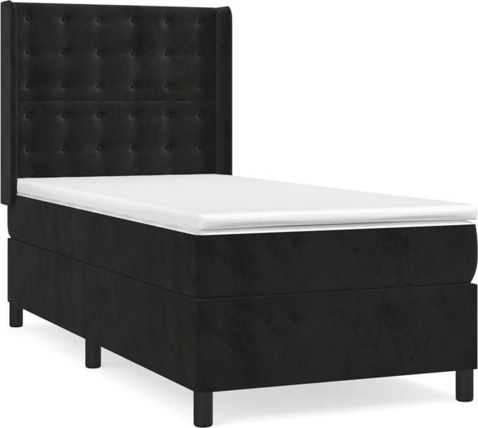 vidaXL - Boxspring - met - matras - fluweel - zwart - 100x200 - cm