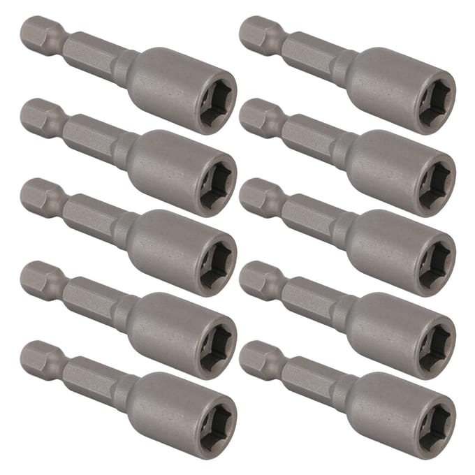 10 stuks Kracht Dopsleutel Zeskant Magnetische Bitset Dop Slagboorbits M8x48mm 14in SchachtGrijs