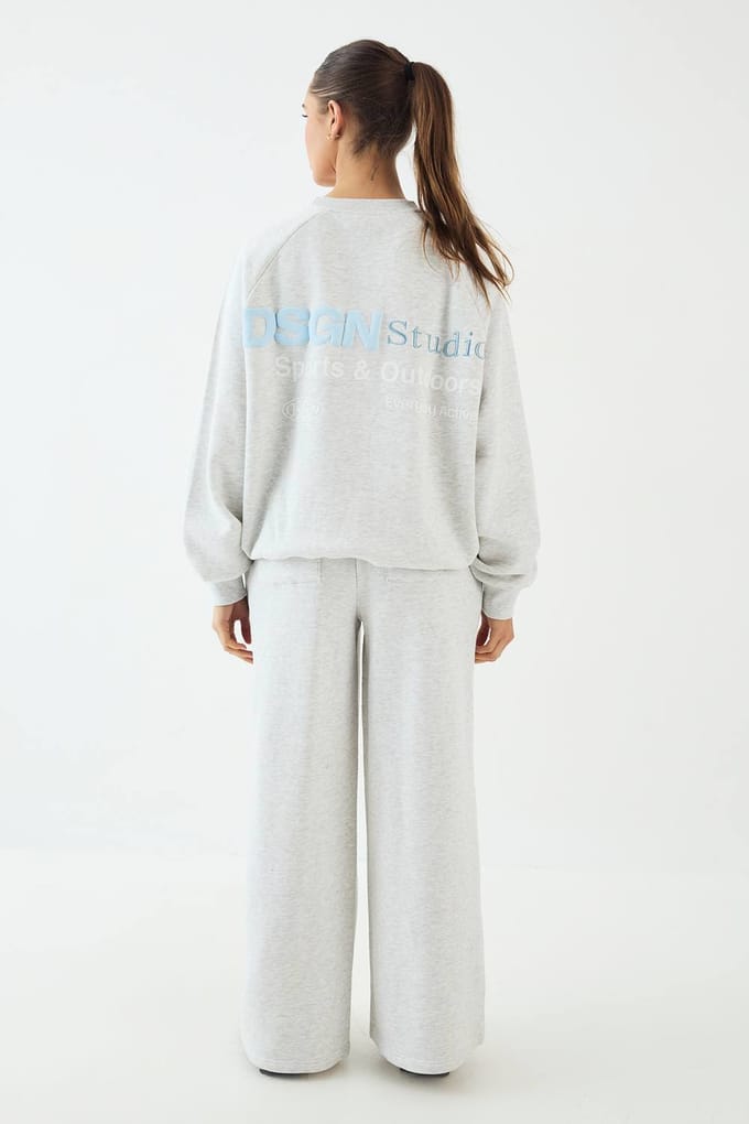 Dames Dsgn Studio Sport En Outdoor Bedrukte Sweatshirt Trainingspak | Ash Grey | Maat: XL