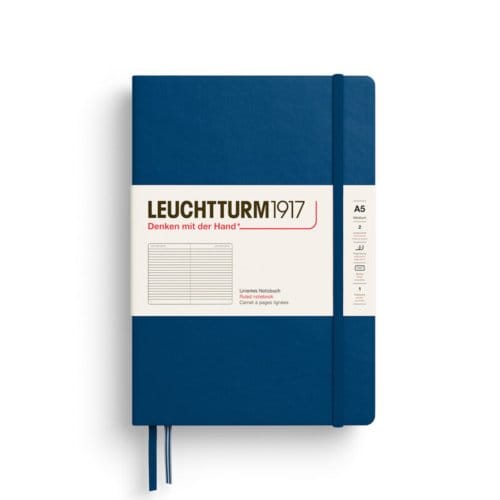 Leuchtturm1917 notitieboekje, hardcover, medium a5, gelinieerd, indigo
