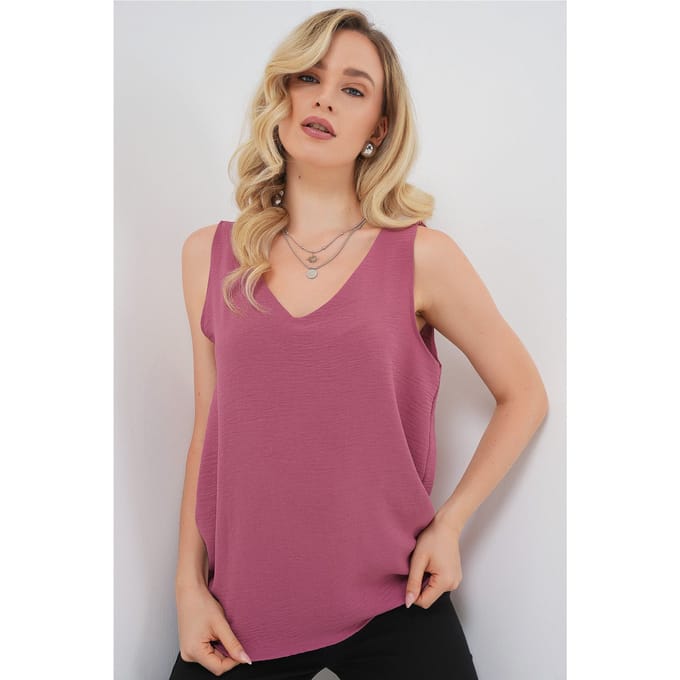 Geweven V-hals Mouwloze Blouse