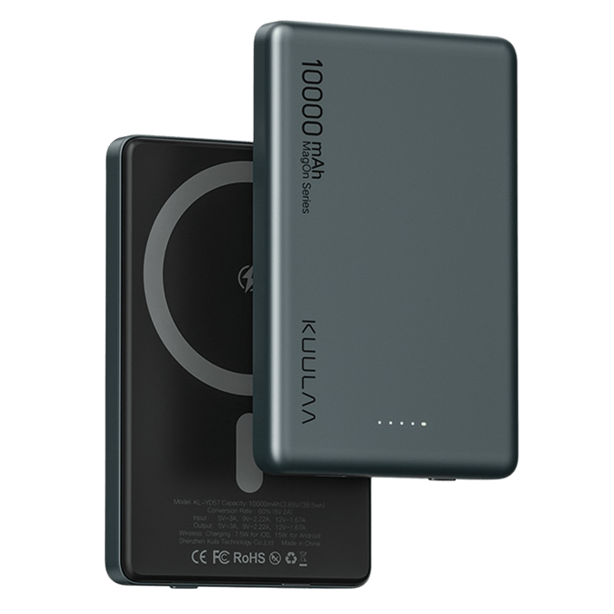 Kuulaa MagOn Series Slim Powerbank Grijsgroen