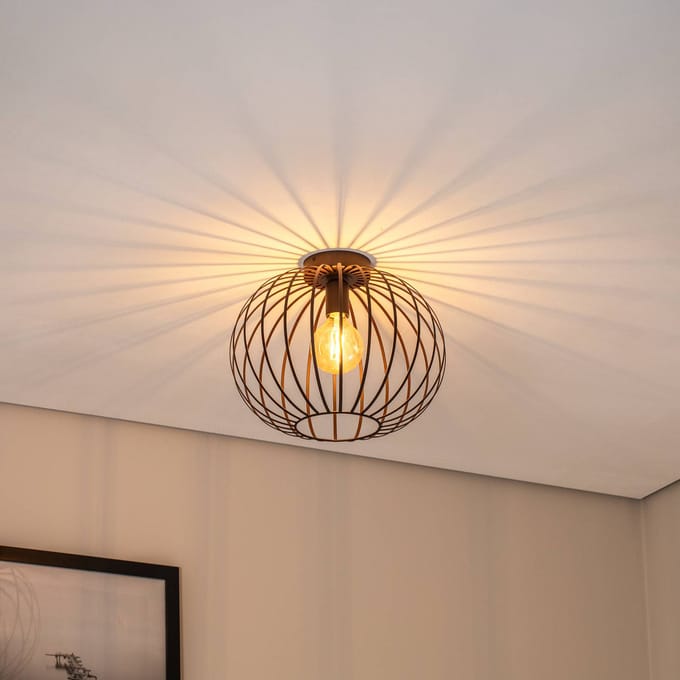 Argon Plafondlamp Cruce, donkerbruin, staal, Ø 40 cm