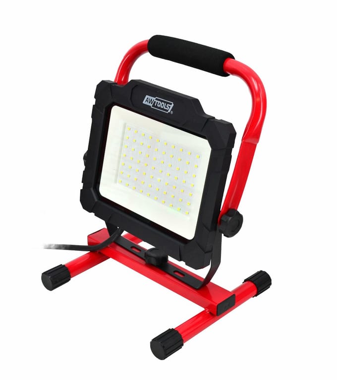 Awtools - SMD LED Bouwlamp Draagbaar - 50W - Verstelbare Hoek - H-vormige Onderstel