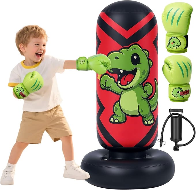 Opblaasbare Bokszak - Staande Pungibal - Kinderen Trainen - Stabiele Stevige Basis - 130 cm Hoog - Groen