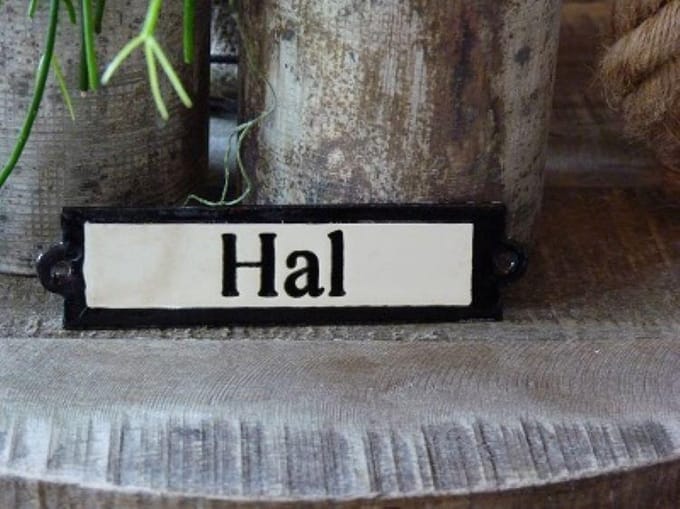 Emaille deurbordje recht 'Hal'