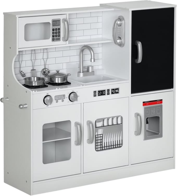 AIYAPLAY Kinderkeuken Speelset MDF 83,8L x 26,8B x 81H cm Wit