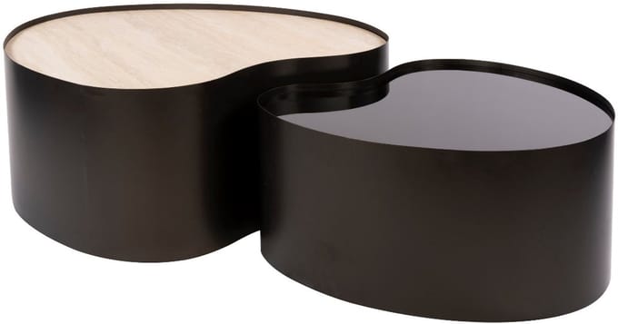 Fraaai - Garth salontafel organisch set van 2 - 3D keramiek travertin