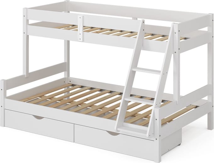 Vitalispa Everest Stapelbed – 120x200 / 80x200 cm met laden Wit