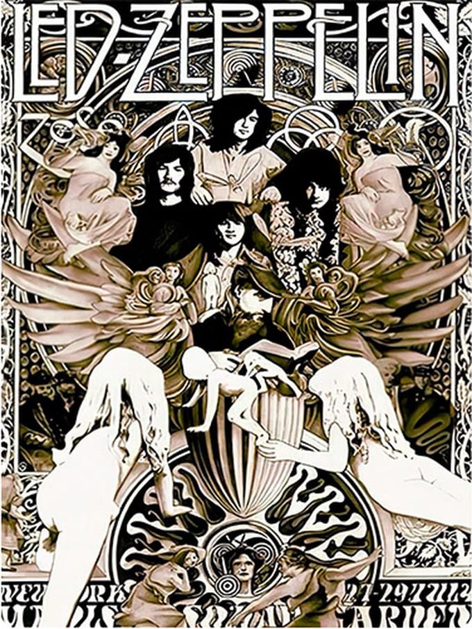 Signs-USA - Concert Sign - metaal - Led Zeppelin - Black/White - 30 x 40 cm