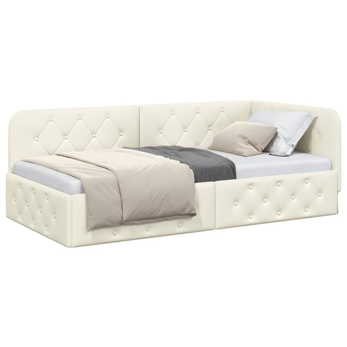 vidaXL - Hoek - Bed - Frame - Crème - 100 - x - 200 - cm - Fluweel