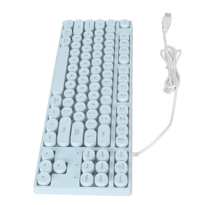 Gaming Toetsenbord USB Rond 87 Toetsen Kleurrijk Achtergrondlicht Ergonomisch Mechanisch Aanslag Bedraad Toetsenbord voor blauw