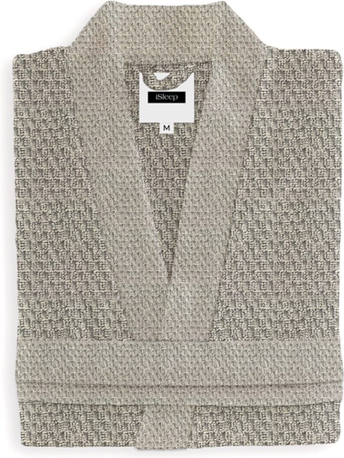 iSleep Badjas Grant - 100% Katoen - Unisex - Maat S - Taupe