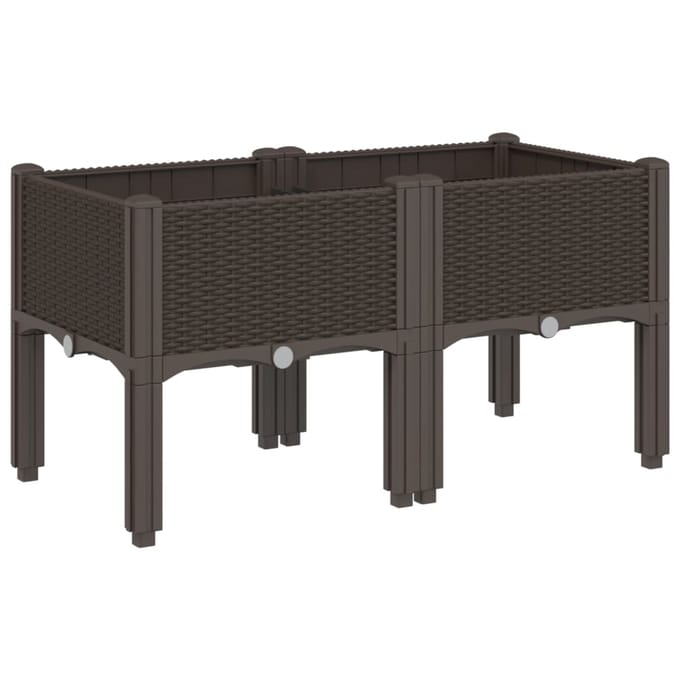 vidaXL - Plantenbak - met - poten - 80x40x42 - cm - polypropeen - bruin