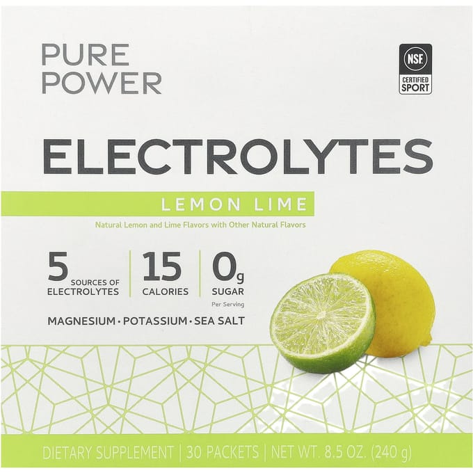 Dr. Mercola, Pure Power, Électrolytes, Citron vert, 30 sachets, 0,28 oz (8 grammes) Chaque