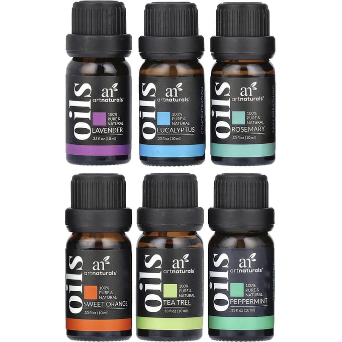 Set of 6 popular essential oils, set of 6, 10 ml (0.33 fl oz) each