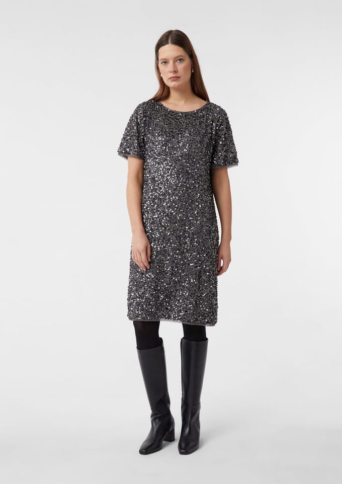 Korte Glinsterende Mousseline Jurk Dames COMMA