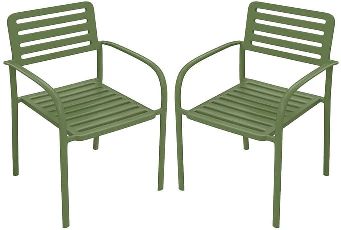 Vente-unique Set van 2 stapelbare metalen tuinstoelen - Groen - NILY van MYLIA