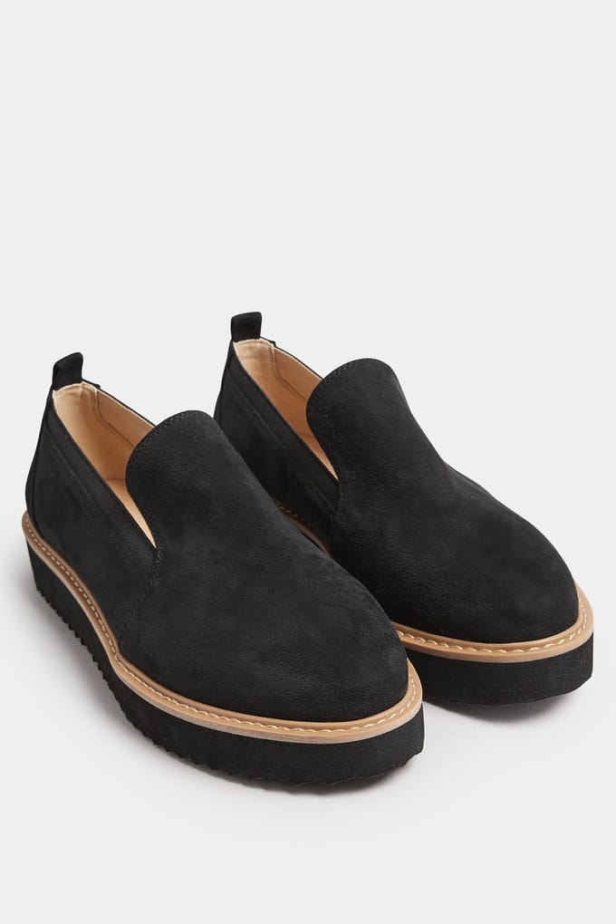 Yours Instaploafers Van Imitatiesuède In Een Extra Brede Pasvorm In Zwartsize 42E