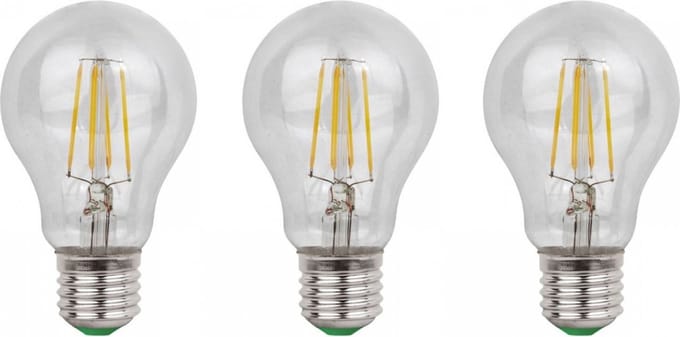 E27 LED lamp 3 stuks | gloeilamp A60 | 8W=80W | daglichtwit filament 6500K