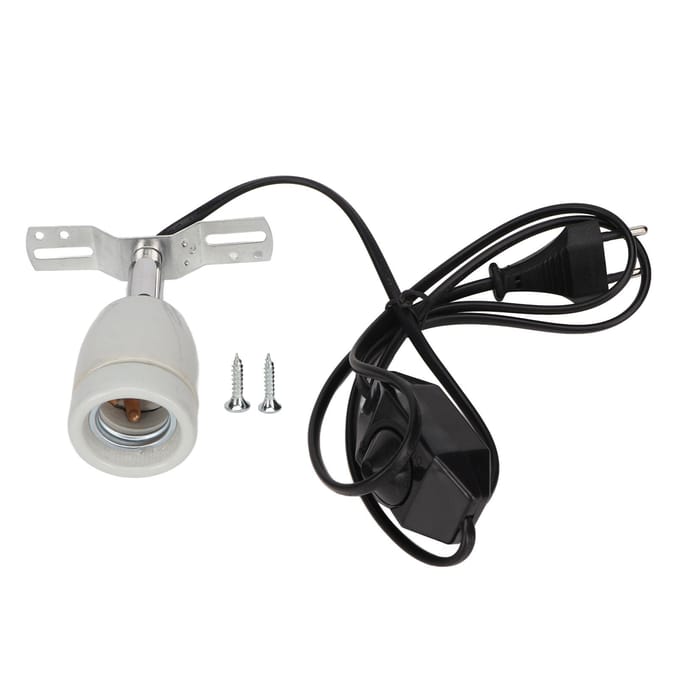Reptiel Keramische Warmtelamp Houder E27 400W Draaibaar Keramische Verwarmingslampvoet met Schakelaar gray