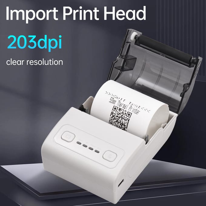 Bisofice draagbare mini-thermische printer 2 inch draadloze USB-bonbonbonprinter met 57 mm zwart