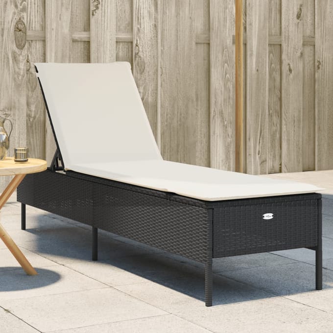vidaXL - Ligbed - met - kussen - poly - rattan - zwart