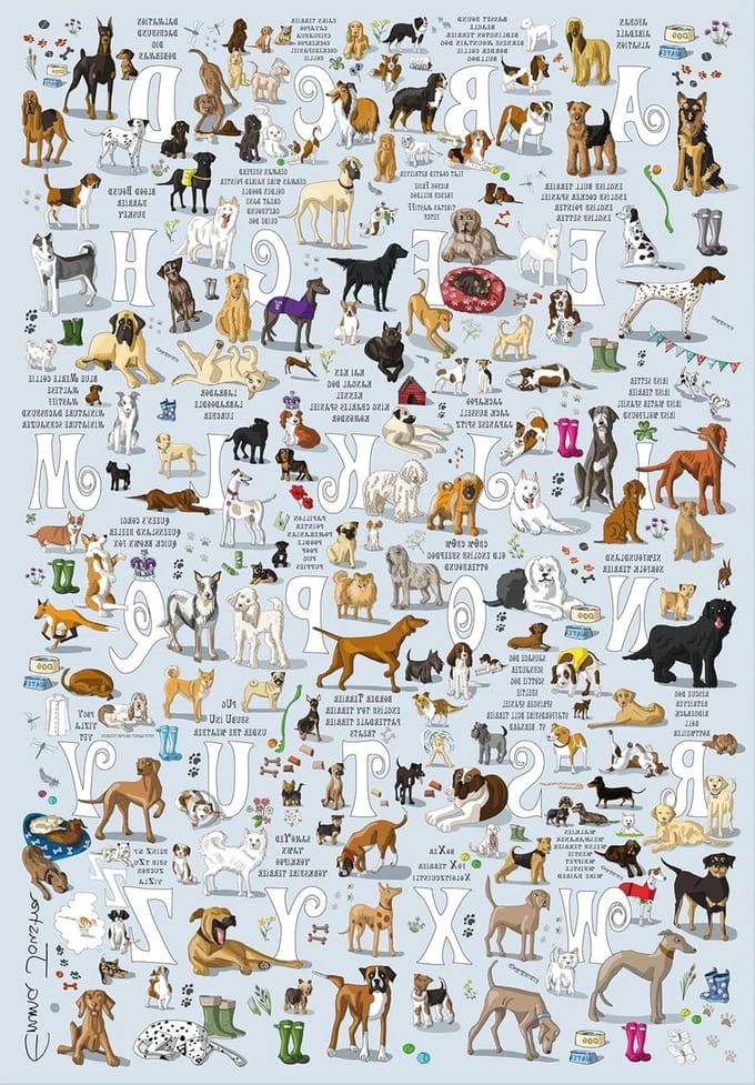 Emma Joustra Legpuzzel 'Honden A-Z' 1000 Stuk - Great British Jigsaws