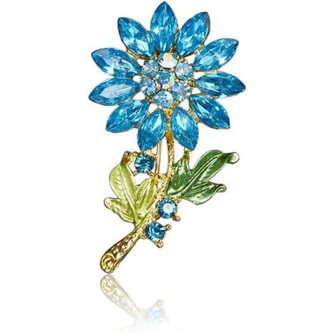 Mode Strass Broche Creatieve Bloemen Strass Legering Broche Sieraden Kledingaccessoires blue