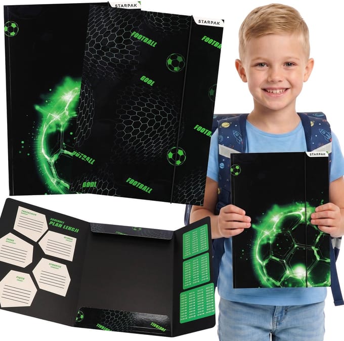 Voetbal Schoolmap met elastiek A4 voor jongens, voor documenten, tekeningen, leermateriaal