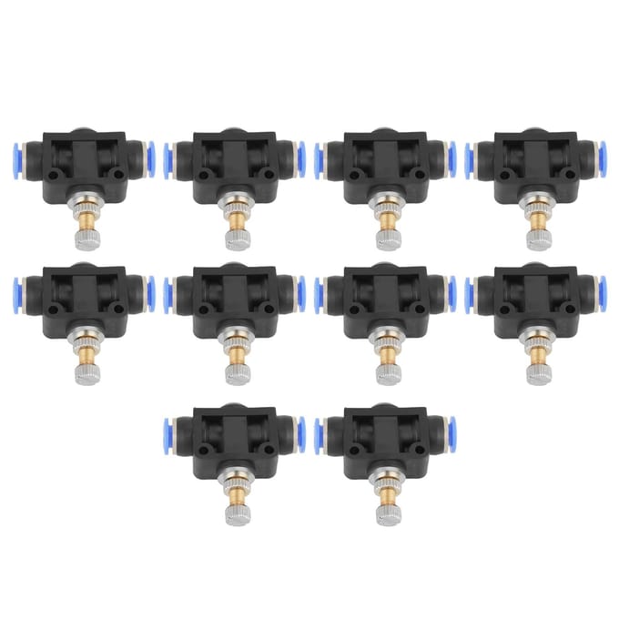 10 pcs set Push In Speed Controller 6mm Pneumatic Air Flow Control Valve Connector