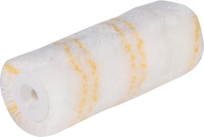 Copenhagen Pro Perlon Muurverfroller - 12 cm Breed - 12 mm Vacht - Dubbel Dik - Polyamide - Geschikt voor Matig tot Ruwe Ondergronden - Verpakt per 4 Stuks - Wit/Geel