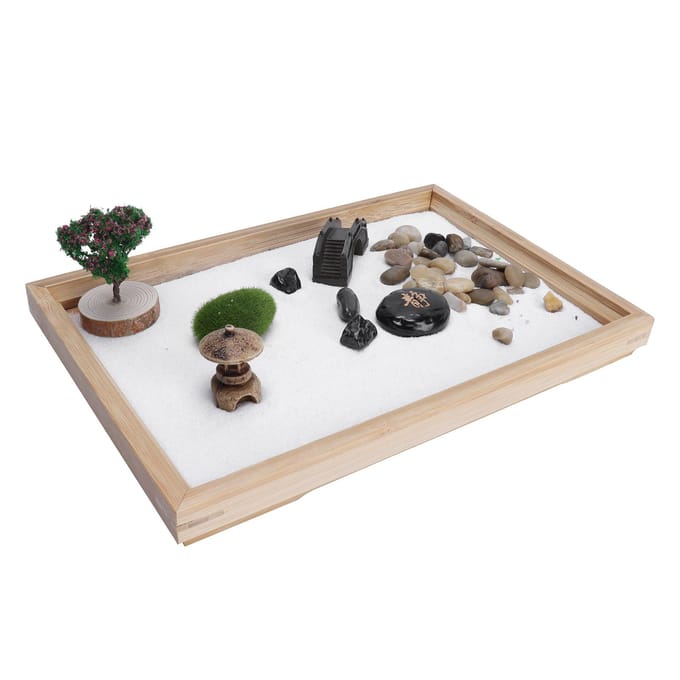 Zandtuin Kit Zen Japans Mini Meditatie Tafelblad Decoratie Accessoire voor Thuis Kantoor beige