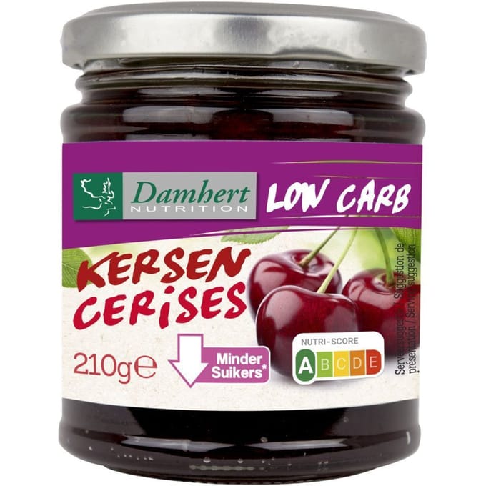 Damhert Dieet Jam (0 toegevoegde suikers) - 210 gram - Kersen